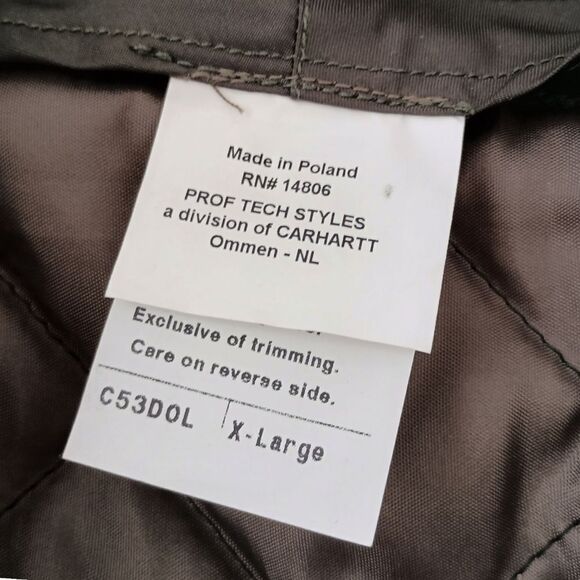 Carhartt Prof Tech Coat XL Mens Netherlands Green Quilted Chore Utility Barn Vtg - Picture 7 of 16